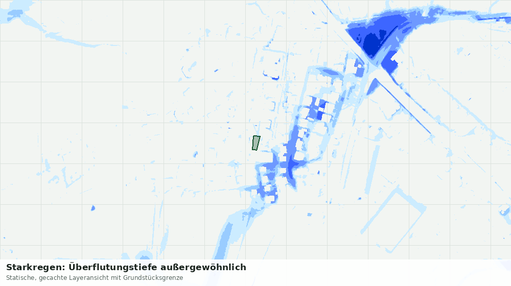Statische Kartenansicht: Starkregen: Überflutungstiefe außergewöhnlich
