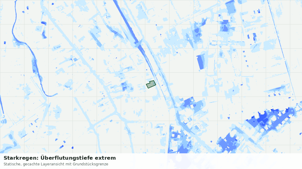 Statische Kartenansicht: Starkregen: Überflutungstiefe extrem
