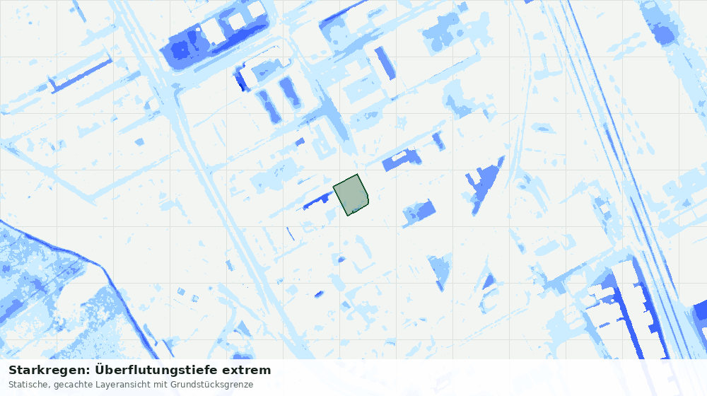 Statische Kartenansicht: Starkregen: Überflutungstiefe extrem