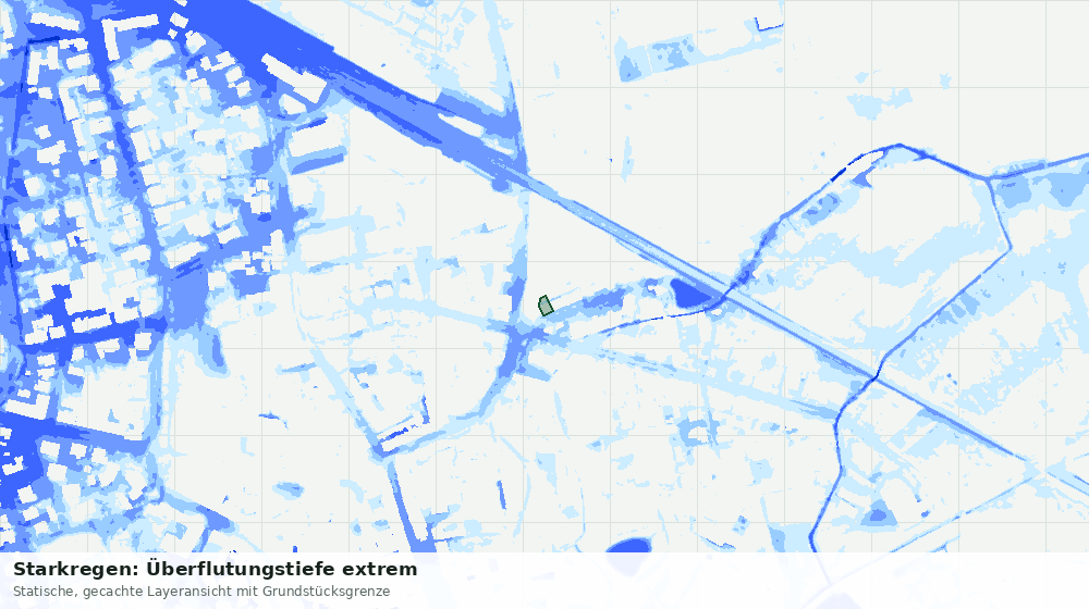 Statische Kartenansicht: Starkregen: Überflutungstiefe extrem