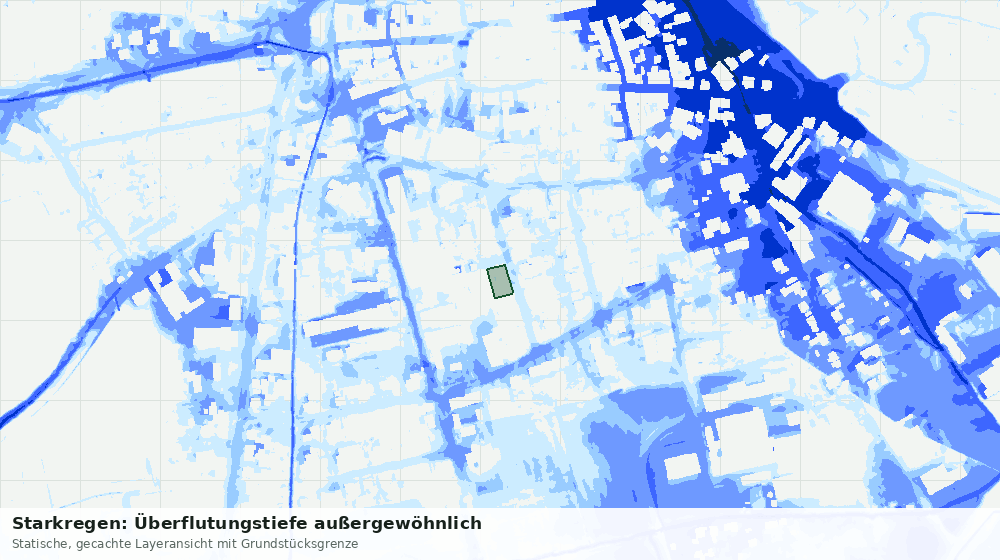 Statische Kartenansicht: Starkregen: Überflutungstiefe außergewöhnlich