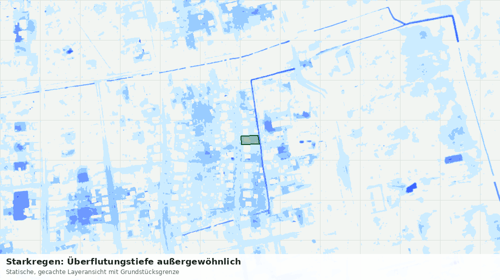 Statische Kartenansicht: Starkregen: Überflutungstiefe außergewöhnlich