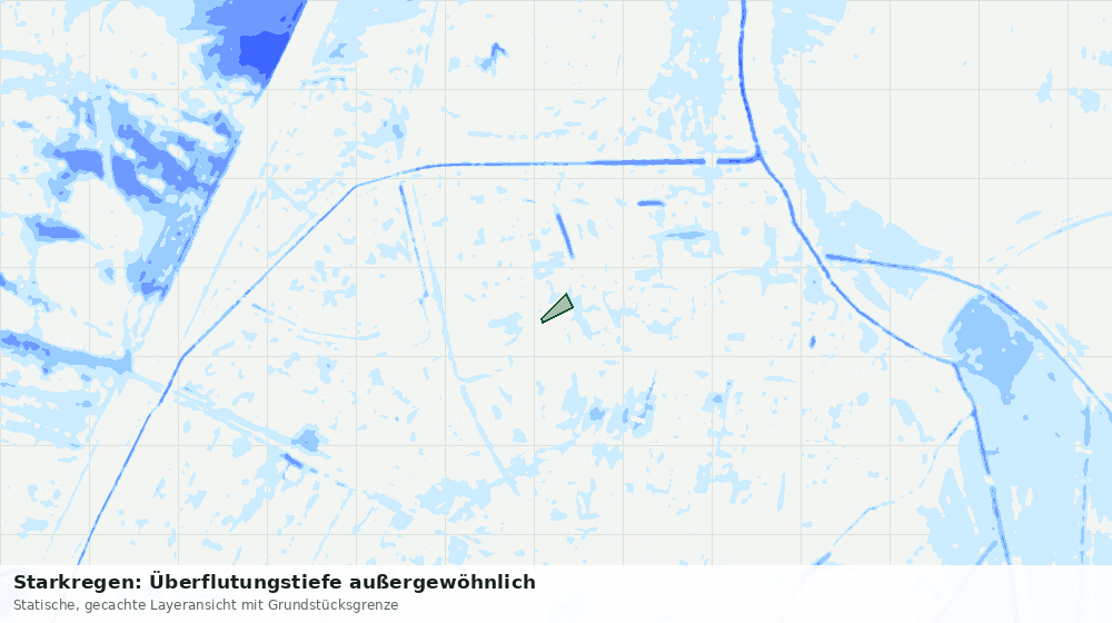 Statische Kartenansicht: Starkregen: Überflutungstiefe außergewöhnlich