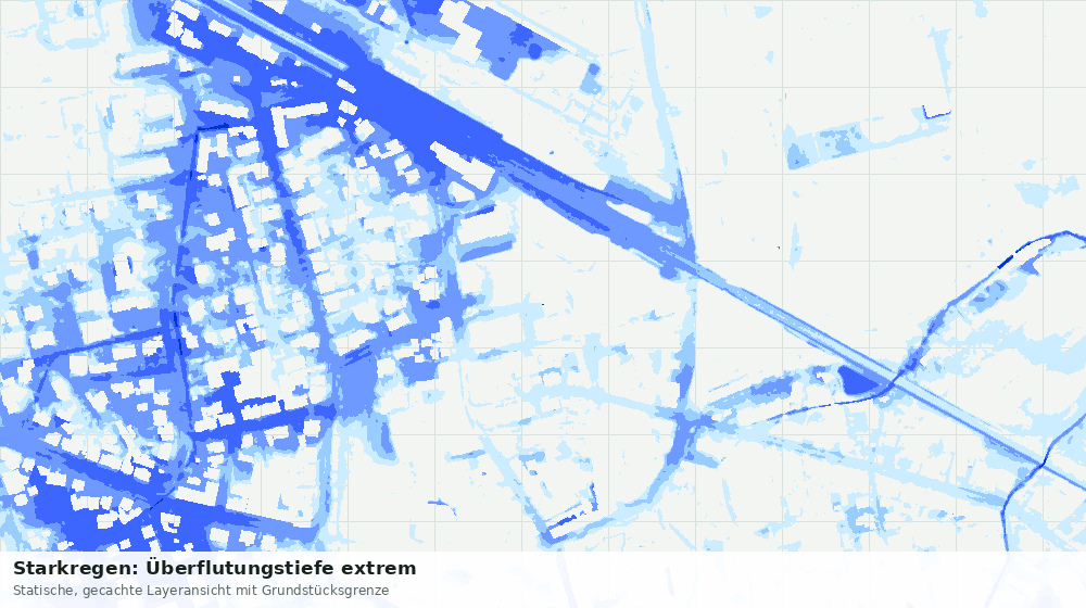 Statische Kartenansicht: Starkregen: Überflutungstiefe extrem