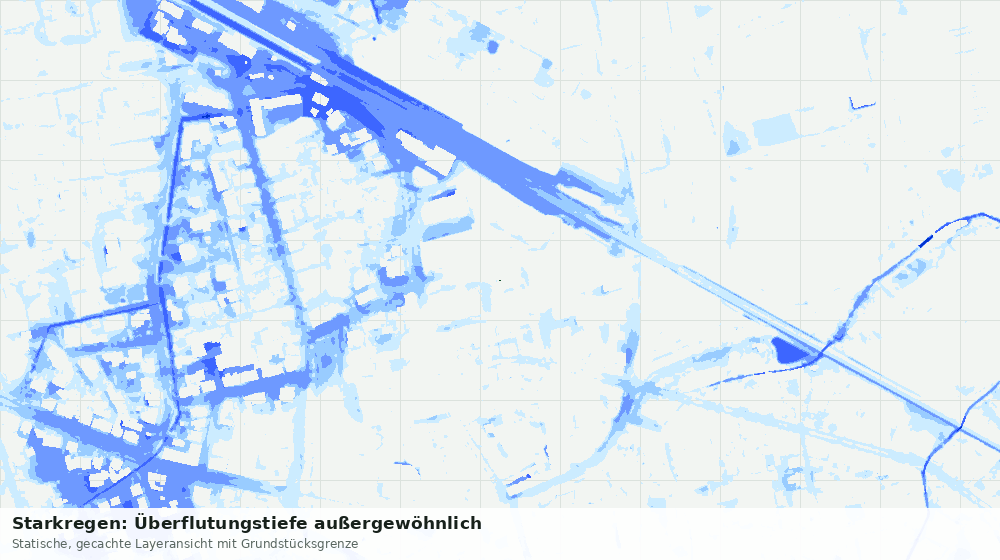 Statische Kartenansicht: Starkregen: Überflutungstiefe außergewöhnlich