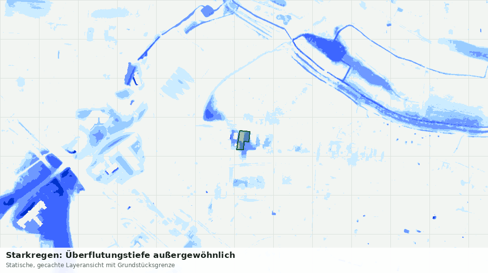 Statische Kartenansicht: Starkregen: Überflutungstiefe außergewöhnlich