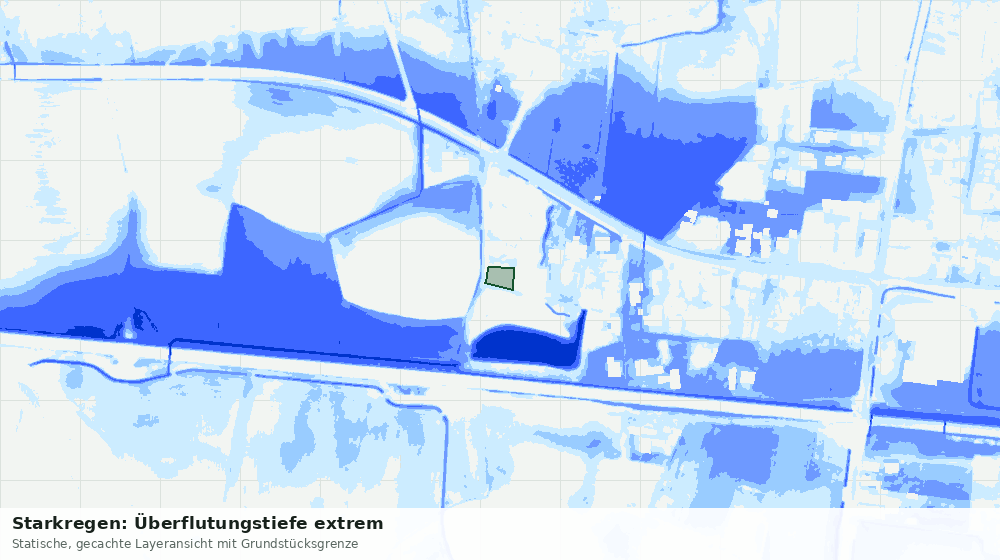 Statische Kartenansicht: Starkregen: Überflutungstiefe extrem