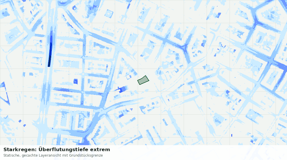 Statische Kartenansicht: Starkregen: Überflutungstiefe extrem