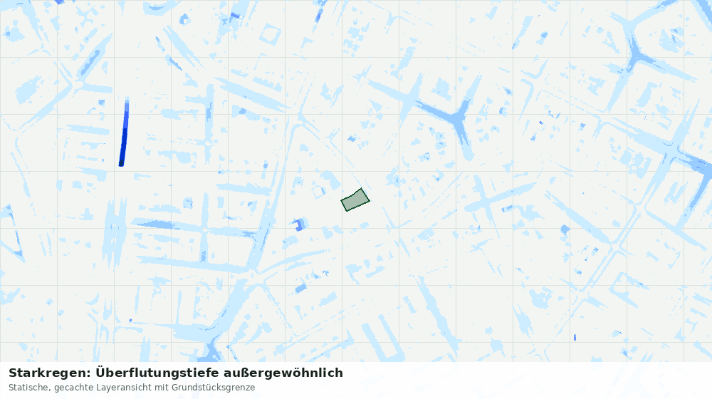 Statische Kartenansicht: Starkregen: Überflutungstiefe außergewöhnlich