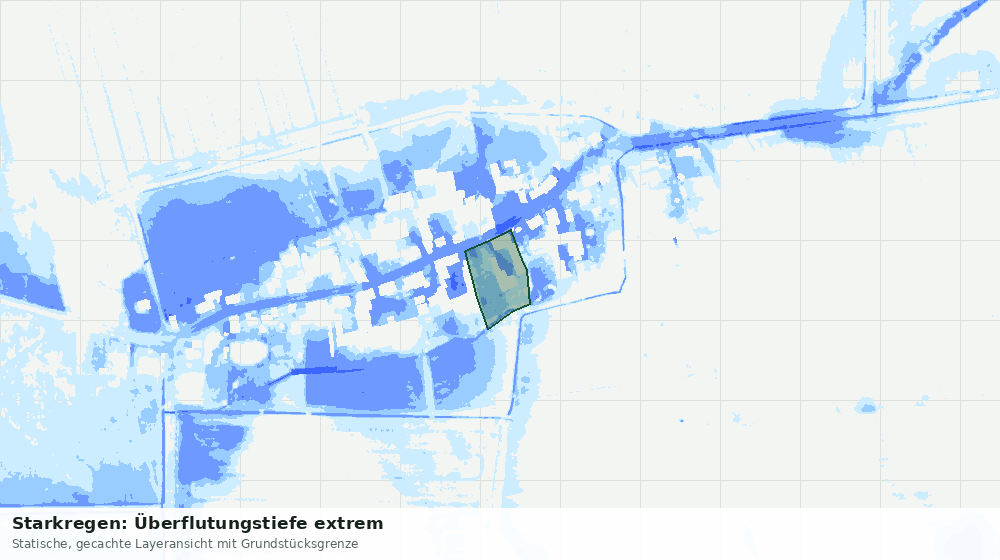 Statische Kartenansicht: Starkregen: Überflutungstiefe extrem