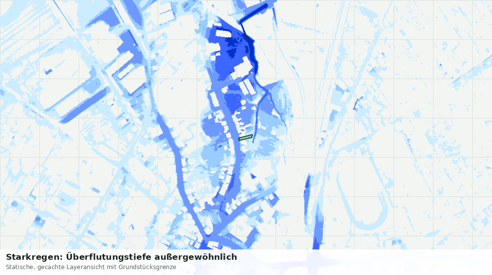 Statische Kartenansicht: Starkregen: Überflutungstiefe außergewöhnlich