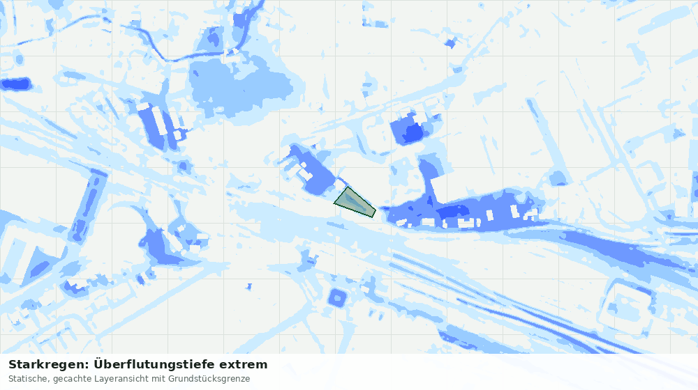 Statische Kartenansicht: Starkregen: Überflutungstiefe extrem
