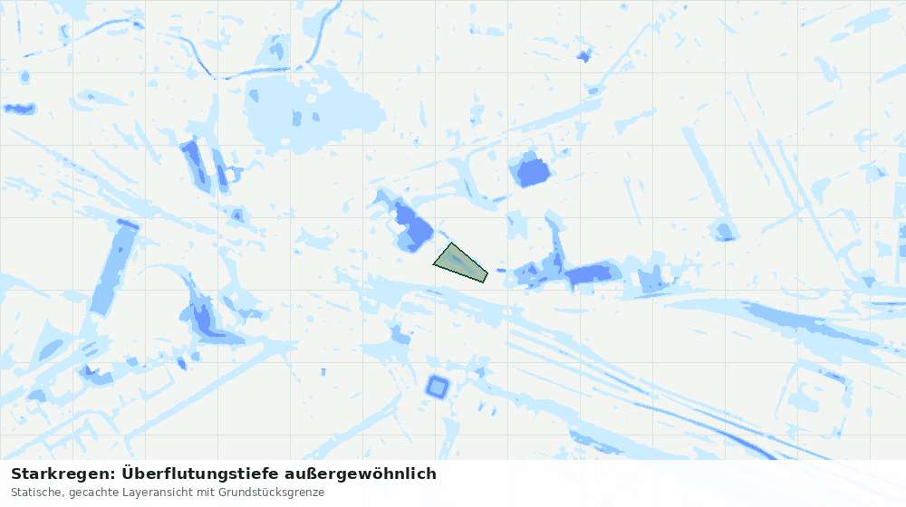 Statische Kartenansicht: Starkregen: Überflutungstiefe außergewöhnlich