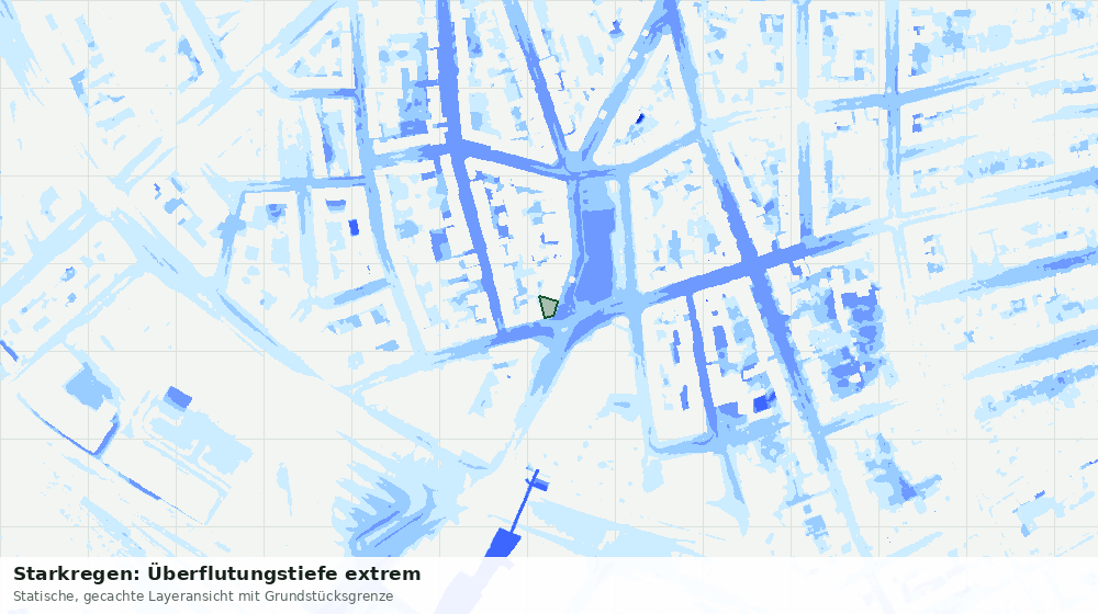 Statische Kartenansicht: Starkregen: Überflutungstiefe extrem