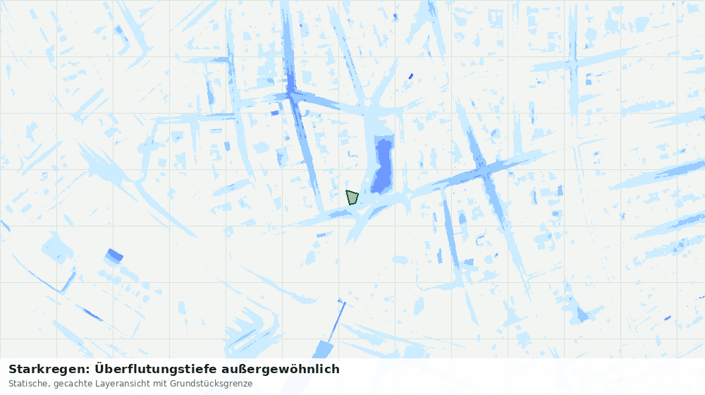 Statische Kartenansicht: Starkregen: Überflutungstiefe außergewöhnlich
