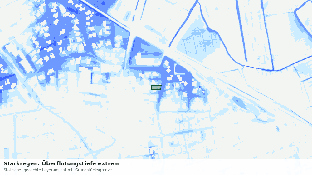 Statische Kartenansicht: Starkregen: Überflutungstiefe extrem