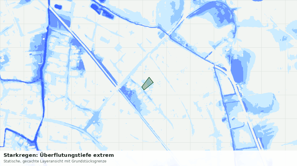 Statische Kartenansicht: Starkregen: Überflutungstiefe extrem