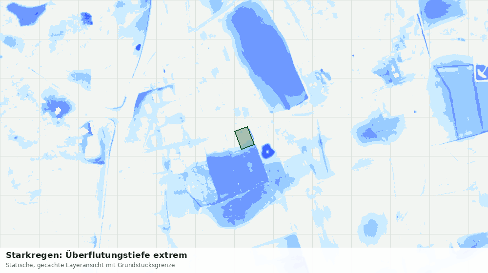 Statische Kartenansicht: Starkregen: Überflutungstiefe extrem