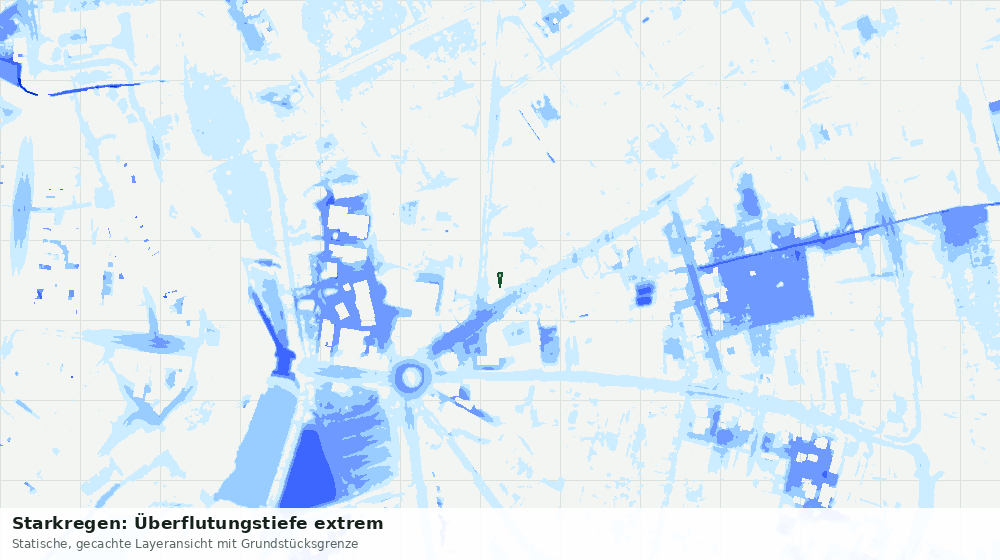 Statische Kartenansicht: Starkregen: Überflutungstiefe extrem