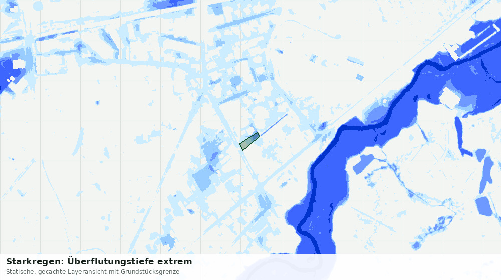 Statische Kartenansicht: Starkregen: Überflutungstiefe extrem