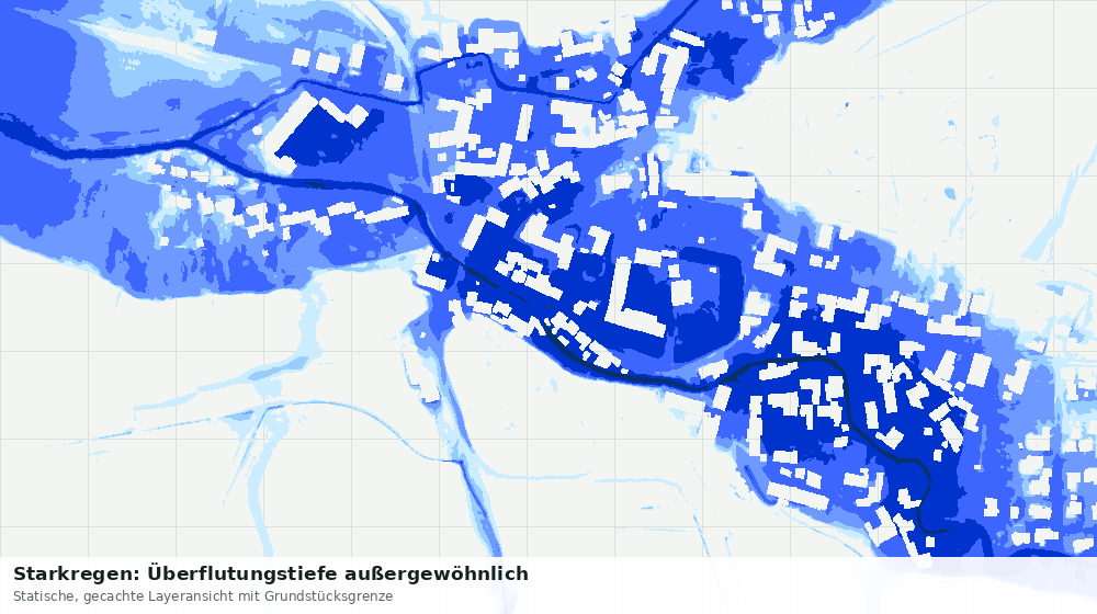 Statische Kartenansicht: Starkregen: Überflutungstiefe außergewöhnlich