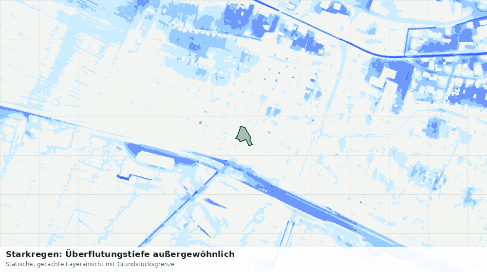Statische Kartenansicht: Starkregen: Überflutungstiefe außergewöhnlich