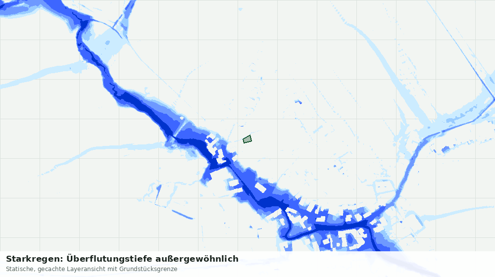 Statische Kartenansicht: Starkregen: Überflutungstiefe außergewöhnlich