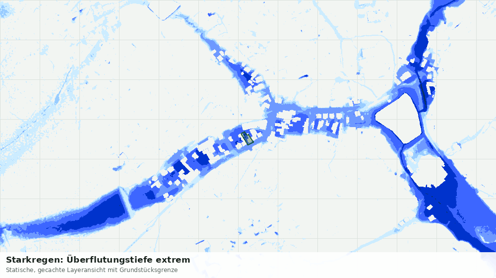 Statische Kartenansicht: Starkregen: Überflutungstiefe extrem