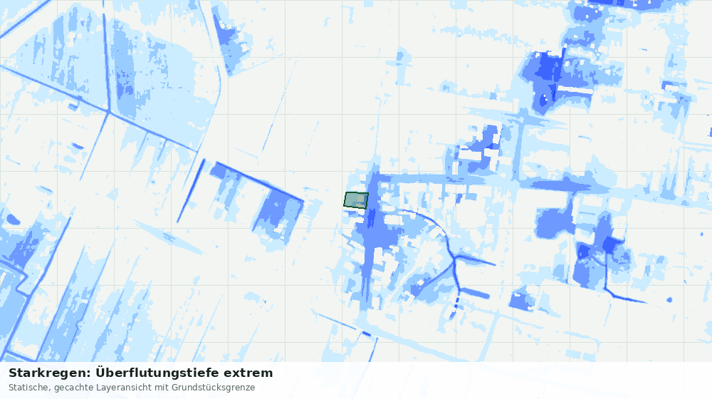 Statische Kartenansicht: Starkregen: Überflutungstiefe extrem