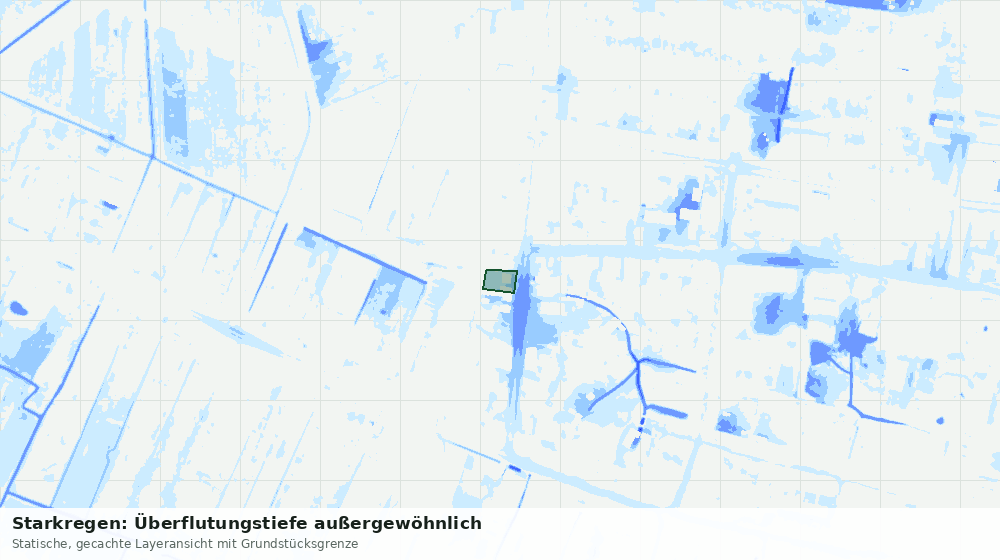 Statische Kartenansicht: Starkregen: Überflutungstiefe außergewöhnlich