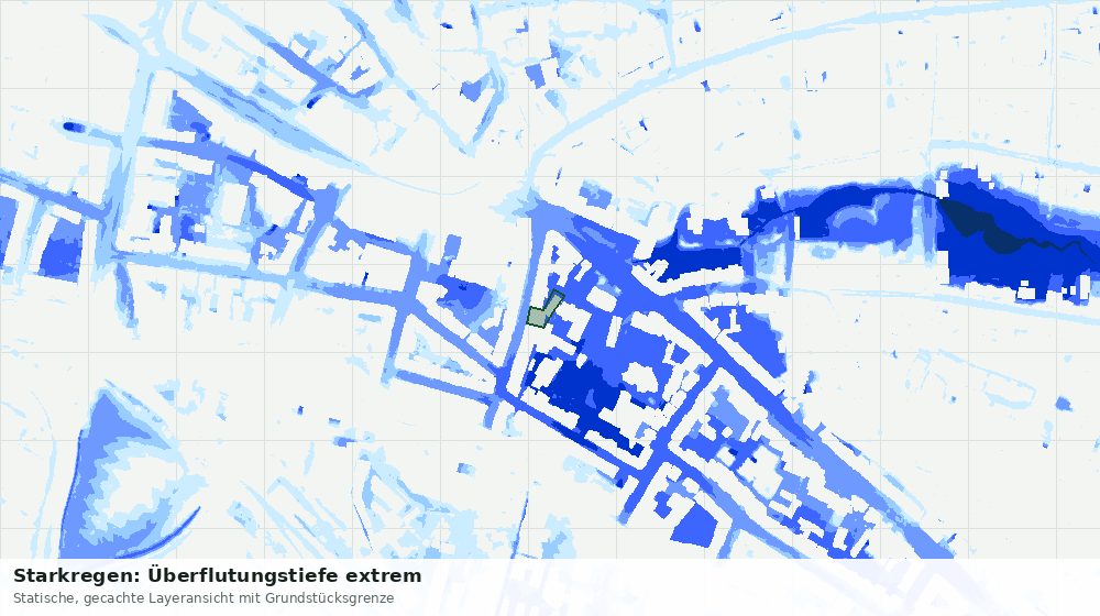 Statische Kartenansicht: Starkregen: Überflutungstiefe extrem