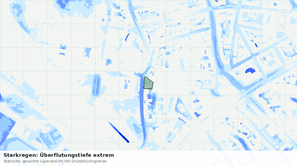 Statische Kartenansicht: Starkregen: Überflutungstiefe extrem