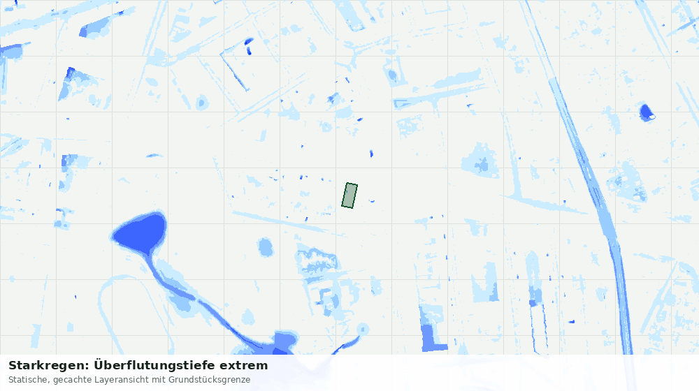 Statische Kartenansicht: Starkregen: Überflutungstiefe extrem