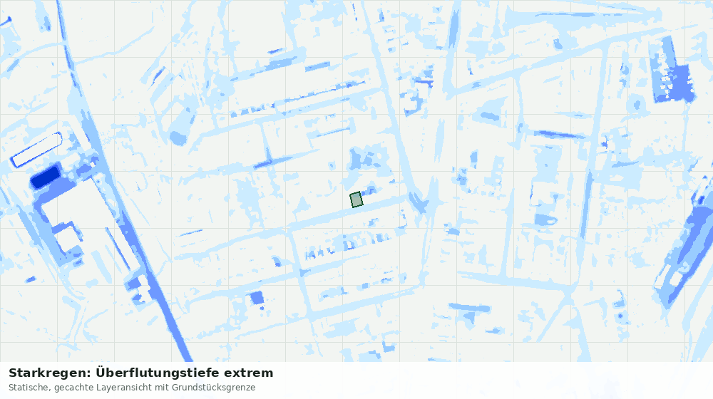 Statische Kartenansicht: Starkregen: Überflutungstiefe extrem