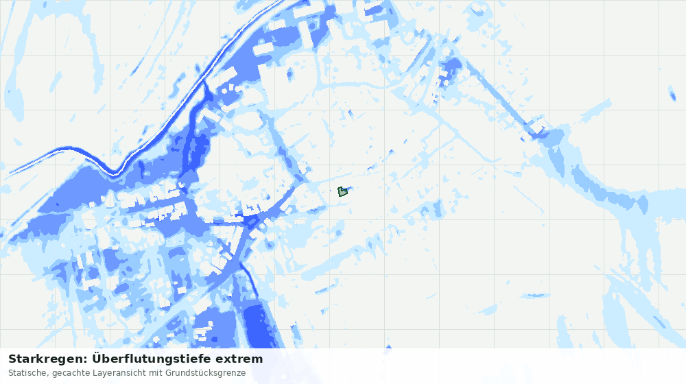 Statische Kartenansicht: Starkregen: Überflutungstiefe extrem