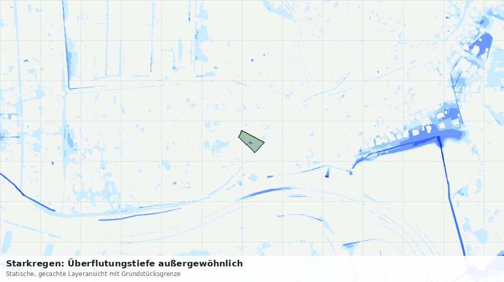 Statische Kartenansicht: Starkregen: Überflutungstiefe außergewöhnlich