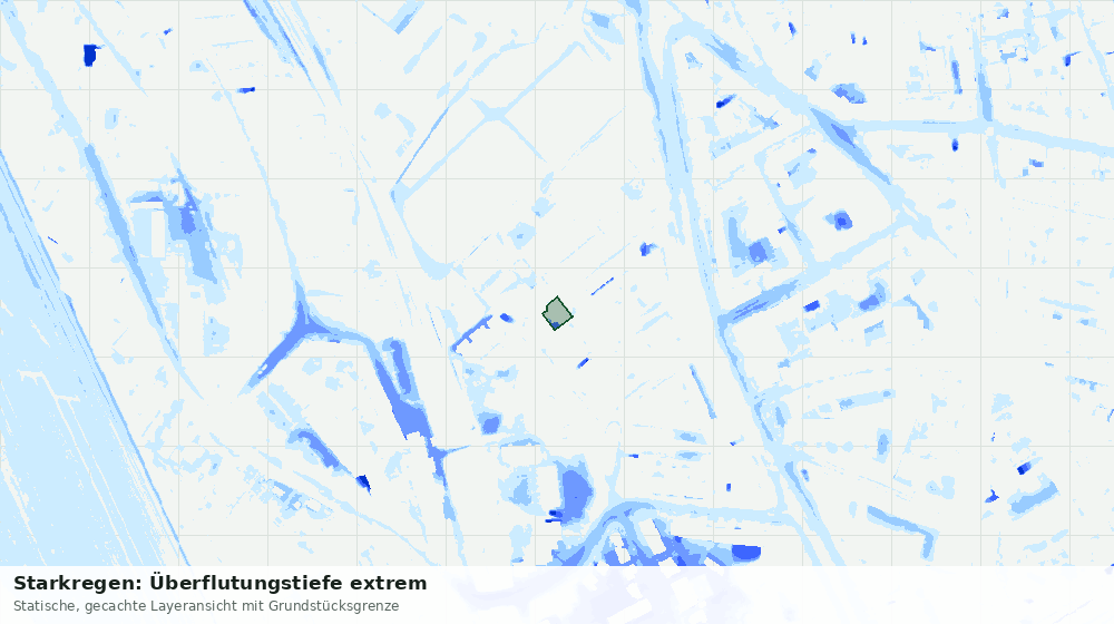 Statische Kartenansicht: Starkregen: Überflutungstiefe extrem