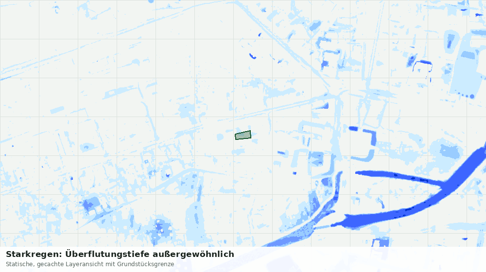 Statische Kartenansicht: Starkregen: Überflutungstiefe außergewöhnlich