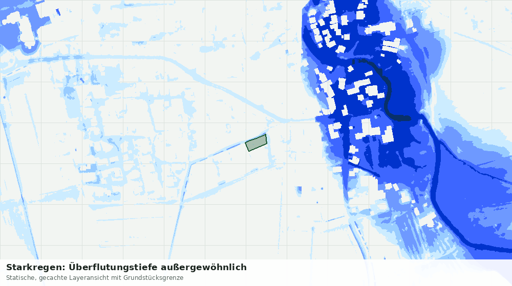 Statische Kartenansicht: Starkregen: Überflutungstiefe außergewöhnlich