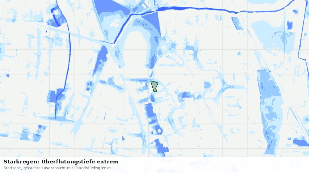 Statische Kartenansicht: Starkregen: Überflutungstiefe extrem