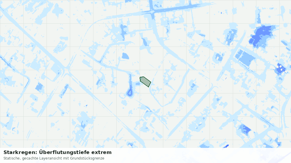 Statische Kartenansicht: Starkregen: Überflutungstiefe extrem