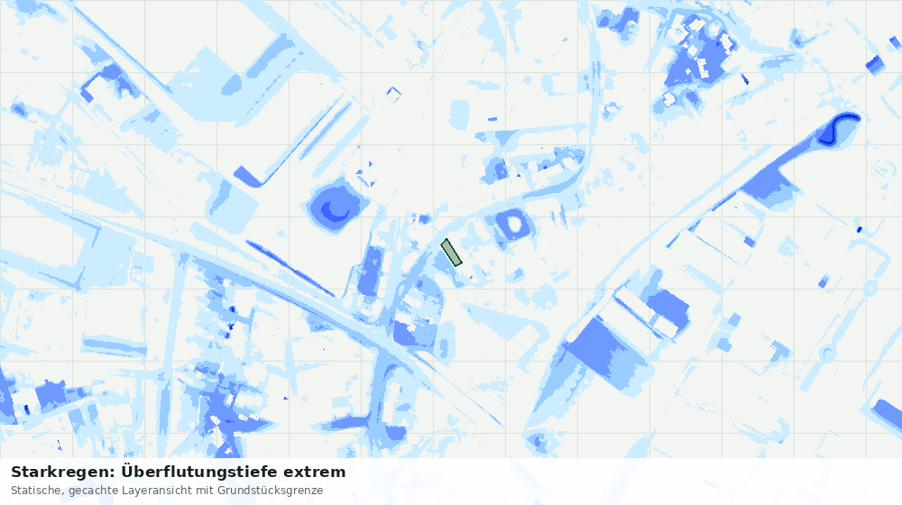 Statische Kartenansicht: Starkregen: Überflutungstiefe extrem