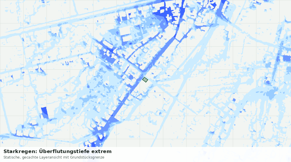 Statische Kartenansicht: Starkregen: Überflutungstiefe extrem