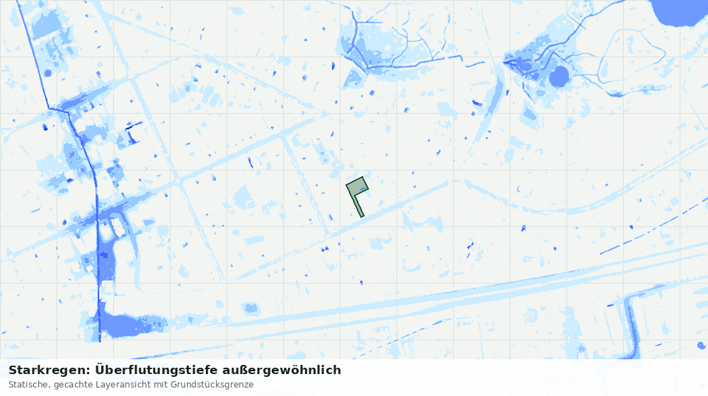 Statische Kartenansicht: Starkregen: Überflutungstiefe außergewöhnlich