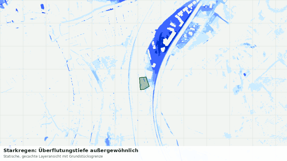 Statische Kartenansicht: Starkregen: Überflutungstiefe außergewöhnlich
