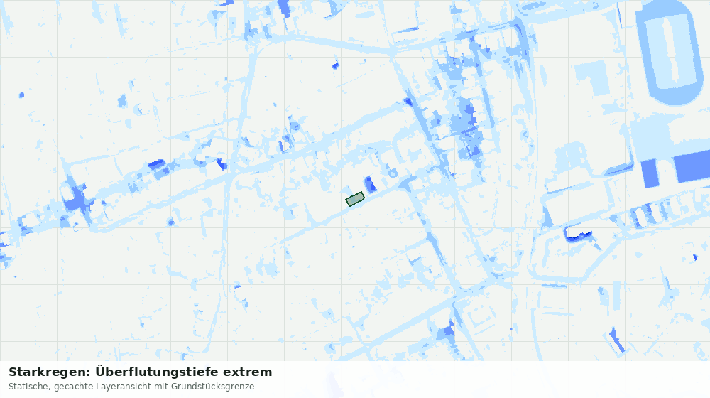 Statische Kartenansicht: Starkregen: Überflutungstiefe extrem