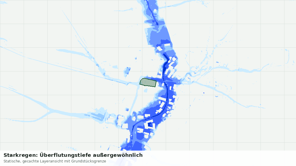Statische Kartenansicht: Starkregen: Überflutungstiefe außergewöhnlich