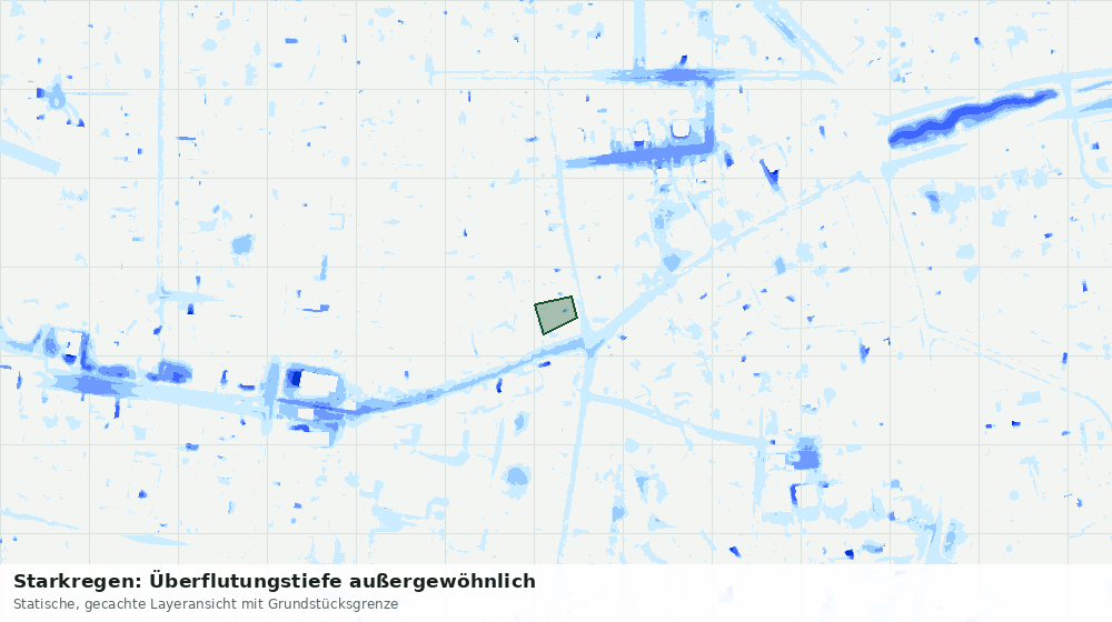 Statische Kartenansicht: Starkregen: Überflutungstiefe außergewöhnlich
