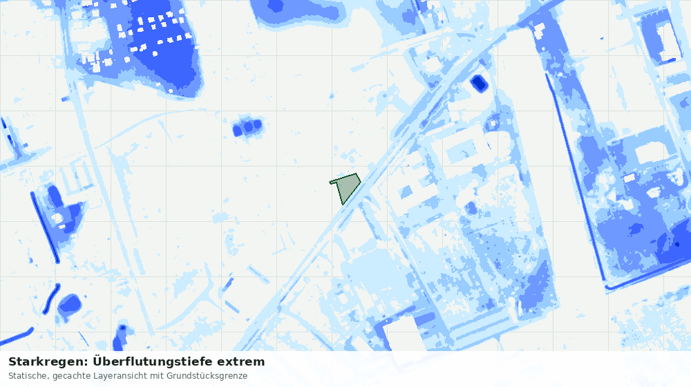 Statische Kartenansicht: Starkregen: Überflutungstiefe extrem