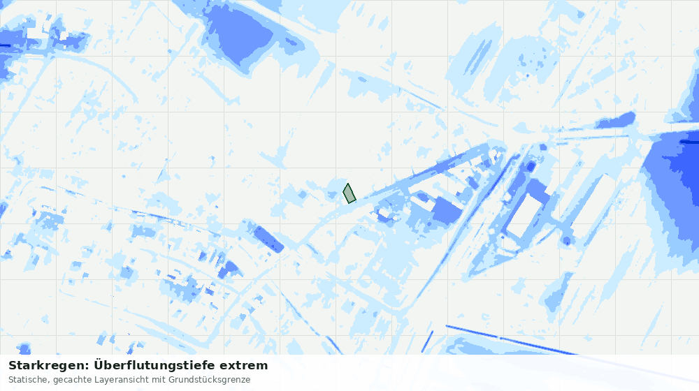 Statische Kartenansicht: Starkregen: Überflutungstiefe extrem